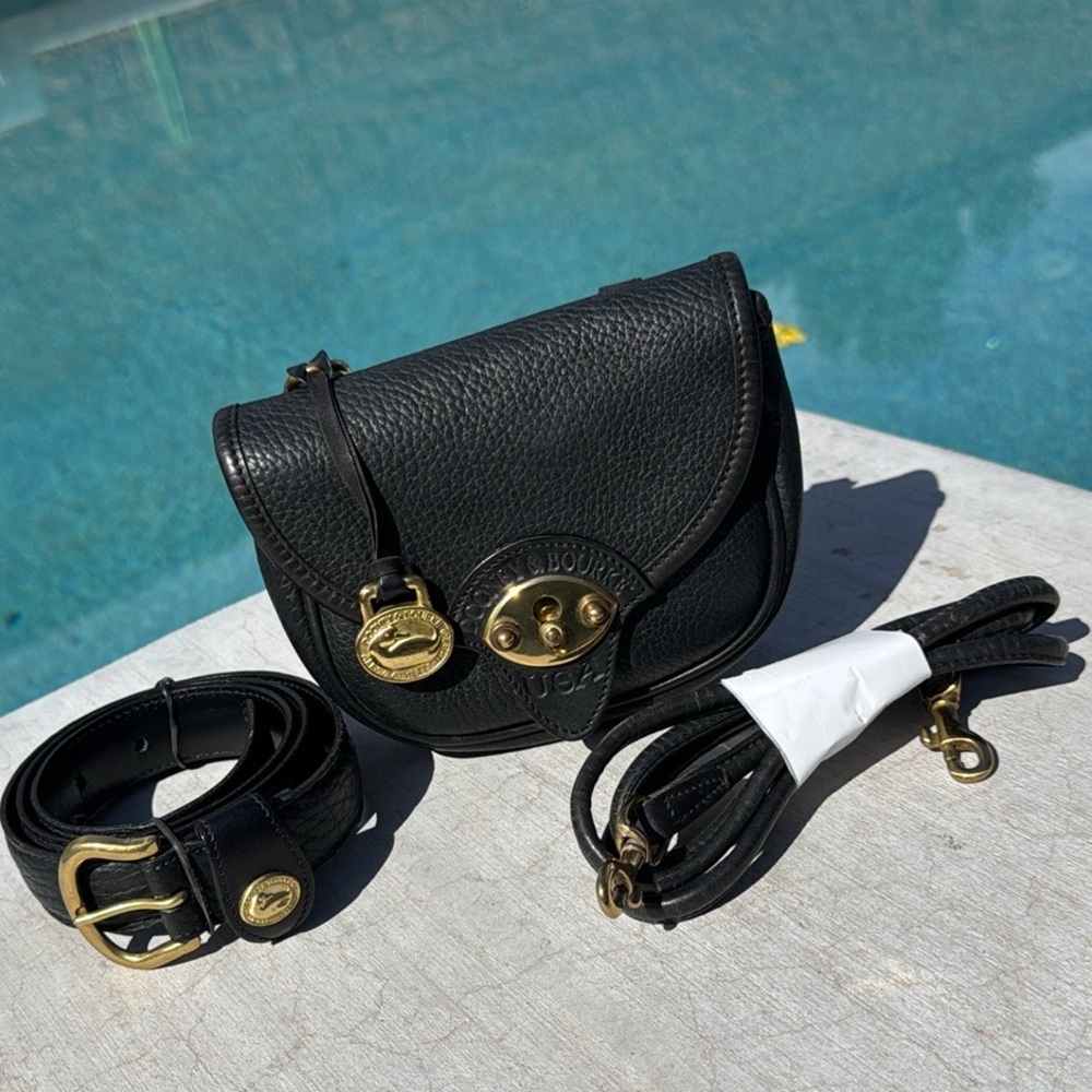 Dooney & Bourke Cavalry Crossbody/ Belt Bag With Belt Color: Licorice